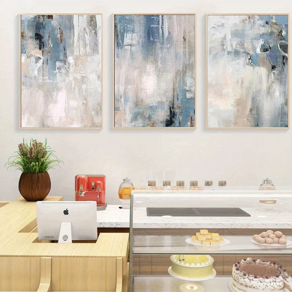 2D Flat 3pcs Unframed Canvas Wall Art Set Modern Style Abstract Wall Art Poster Nordic Canvas Print Painting Contemporary Art
