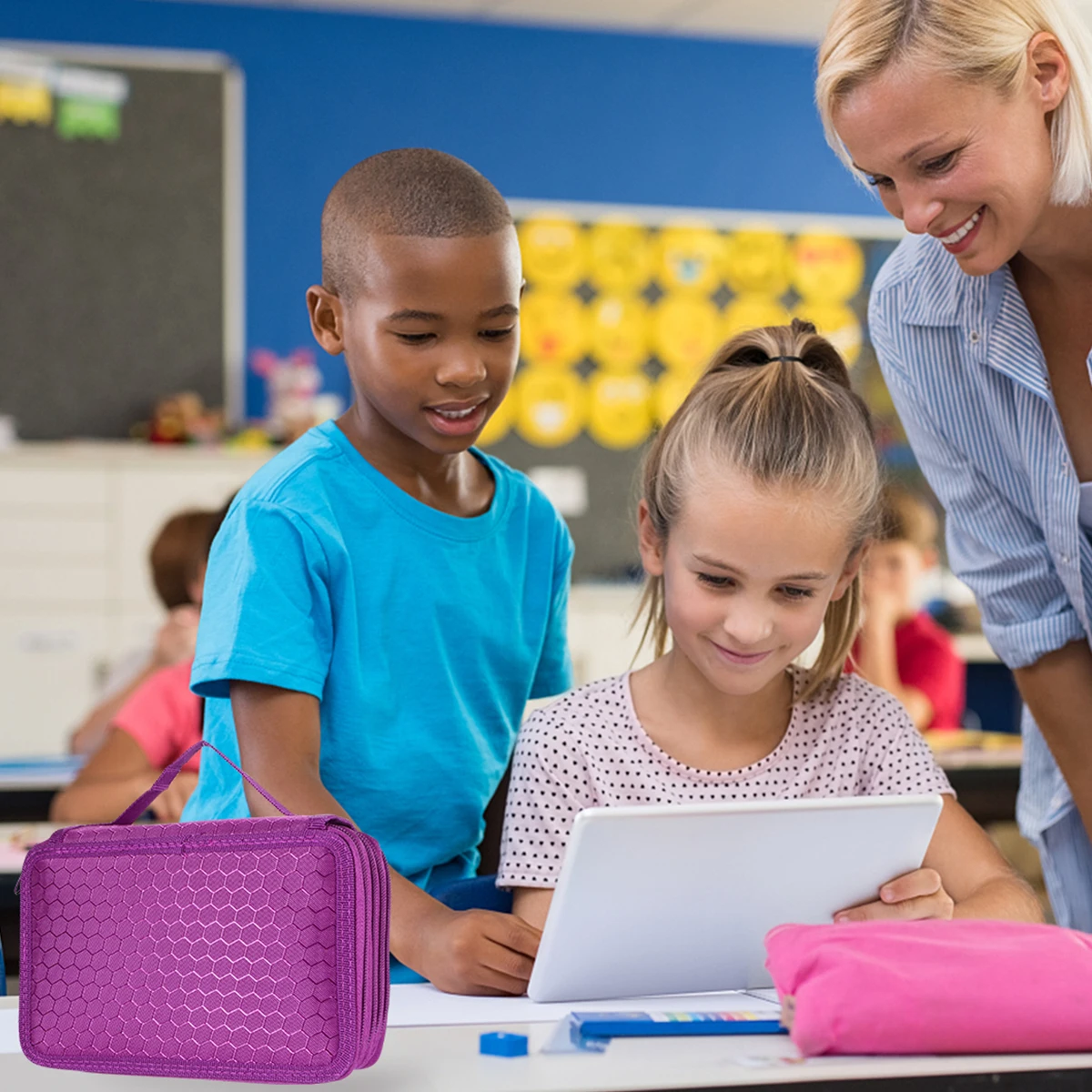 1Pcs Pencil Case Multi-Functional Oxford Cloth 72 Slots 4-Layer Large Capacity Stationery Organizer Makeup Bag