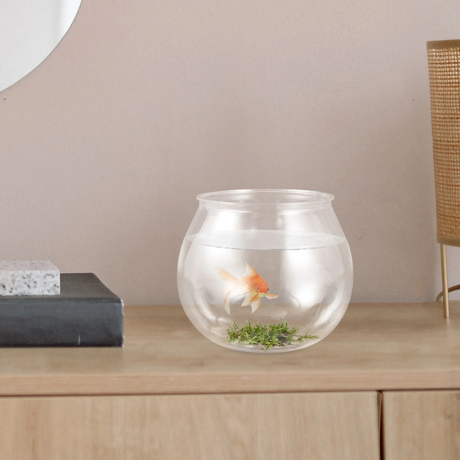 

1pc Plastic Fish Tank Vase Small Tanks Aquarium Goldfish Bowl Clear Anti Fall Decoration Mini Round Transparent Container