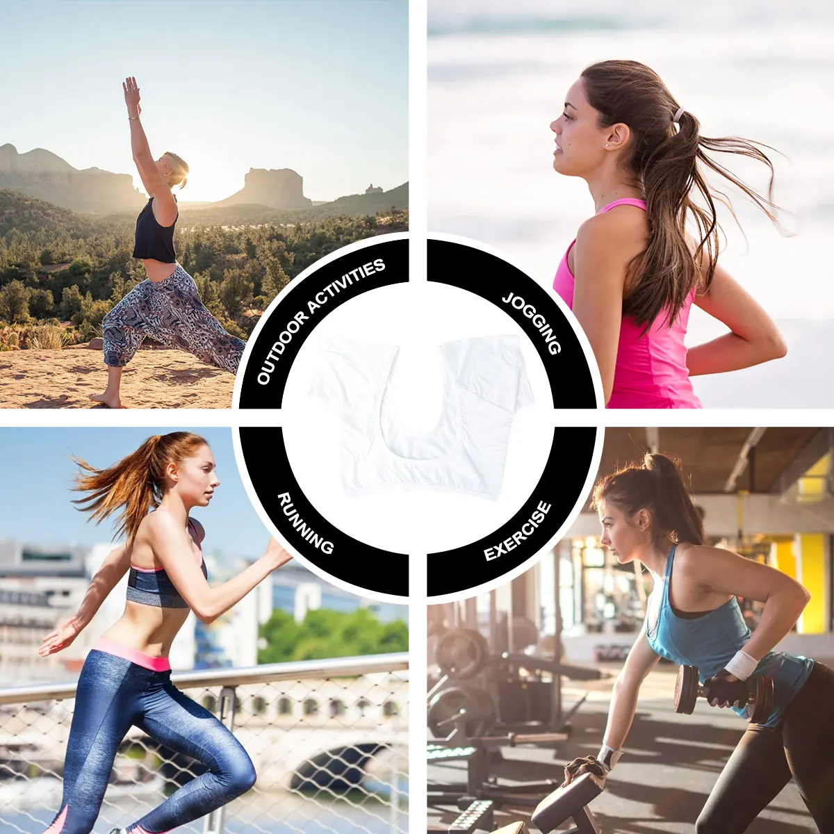 

Women Sweat Quick Absorb Summer Workout White Clothes Underarm Pads Reusable Elastic Underarm Sweat Vest Anti-Odor