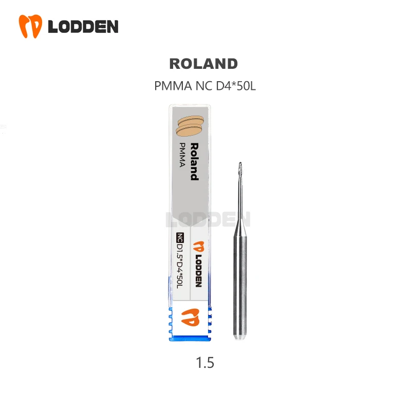 Roland frese per fresatura dentale rettifica PMMA D4 gambo rivestimento NC 50MM lunghezza 0.3/0.6/1.0/1.5/2.0MM strumento per molatura dentale