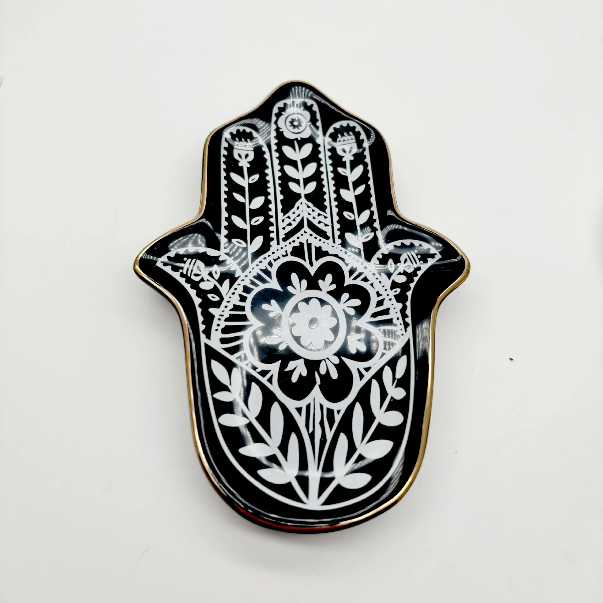 Jewelry Trinket Ring Dish Ceramic Hamsa Evil Eye Hand of Fatima Holder Key Ashtary Trinket Plate Bowl Small Boho Home Decor