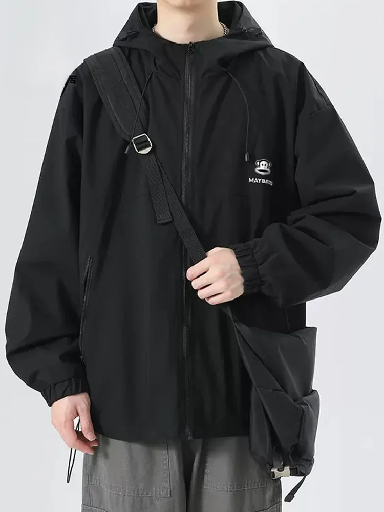 

Loose Fit Men's Hiking Jaet Large Mouth Monkey Casual Spring Autumn Zipper Decorated Anti-Static Treaent Outdo...