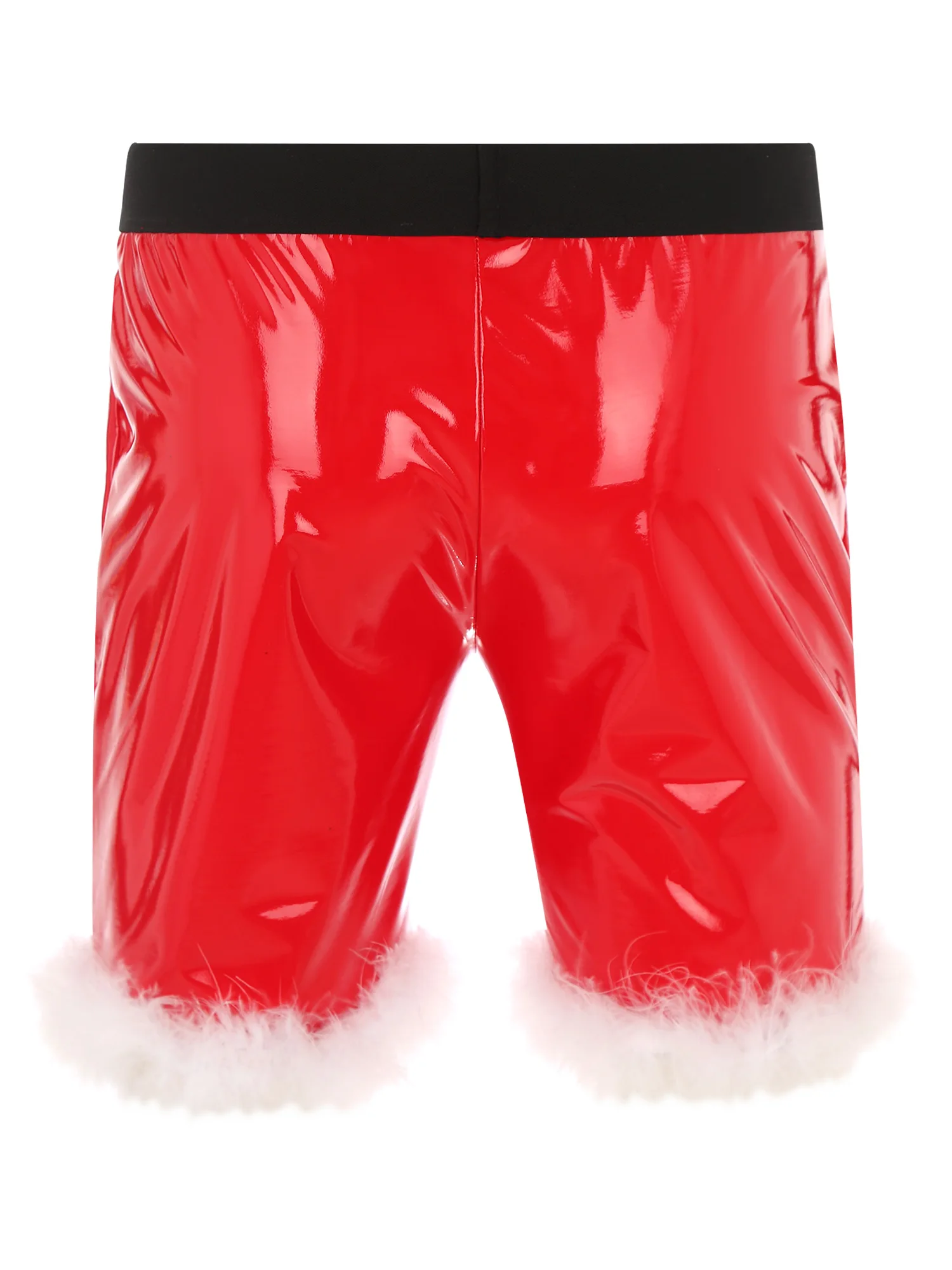 Men Red Santa Christmas Shiny Metallic Boxer Shorts Trunk Pants Underwear Fancy Dress Costume Slim Fit Santa Latex Boxer Shorts