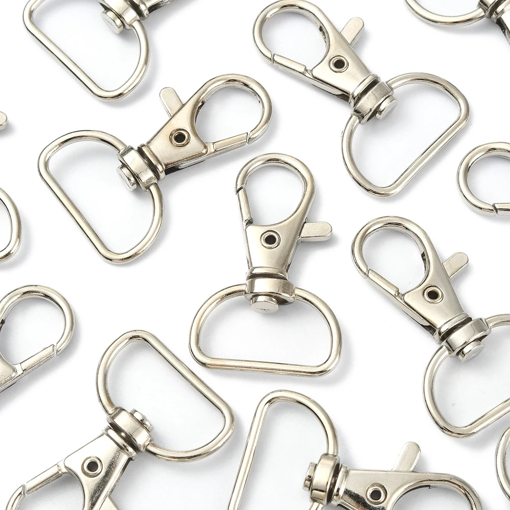 

20Pcs Iron Swivel D Rings Lobster Claw Clasps Swivel Snap Hook Lanyard Clip Fasteners for Webbing Bags Straps Keychain Making