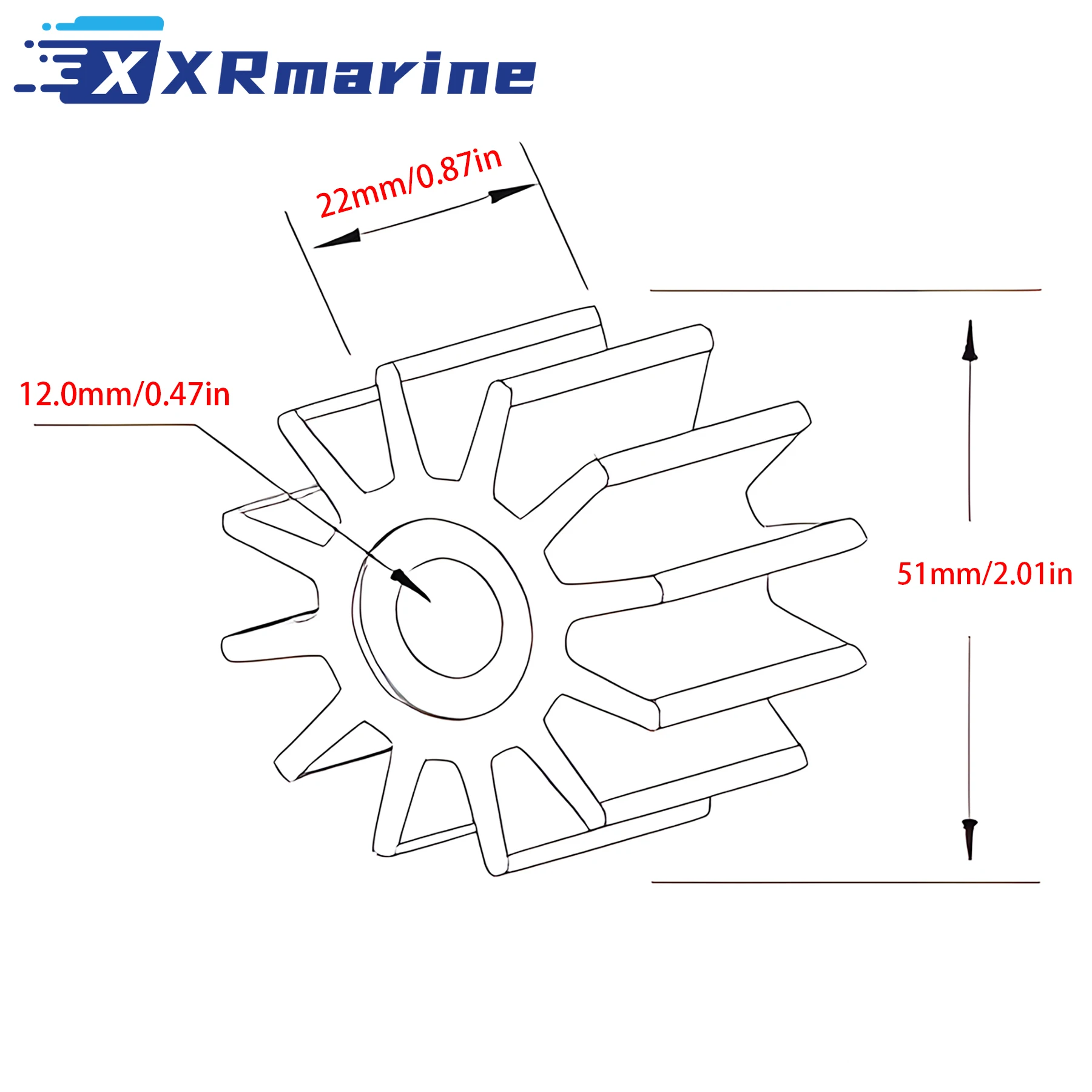 For Johnson 09-810B-1 Jabsco 653-0001 or Yanmar F4B 128990-42200 Sea Water Pump Impeller Kit Replace Volvo 876097 CEF 500101