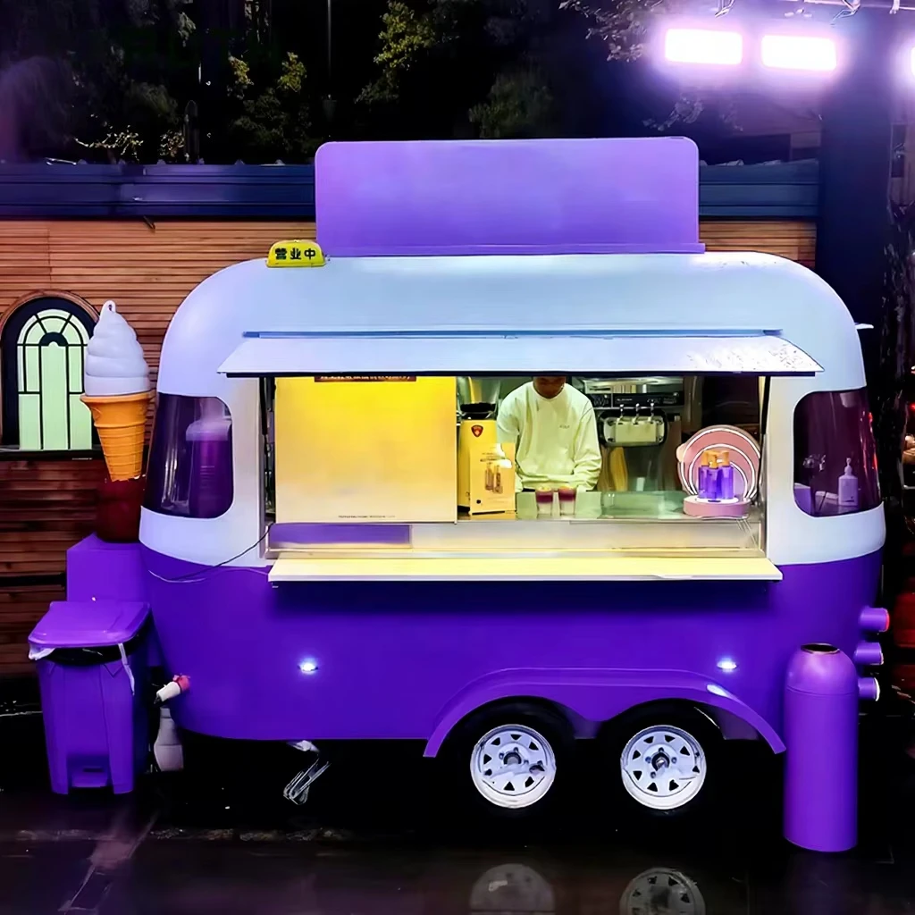 Food Truck Coffee Trailer Mobile Food Truck With Full Kitchen Fast Dessert Sandwich Ice Cream Food Trailer