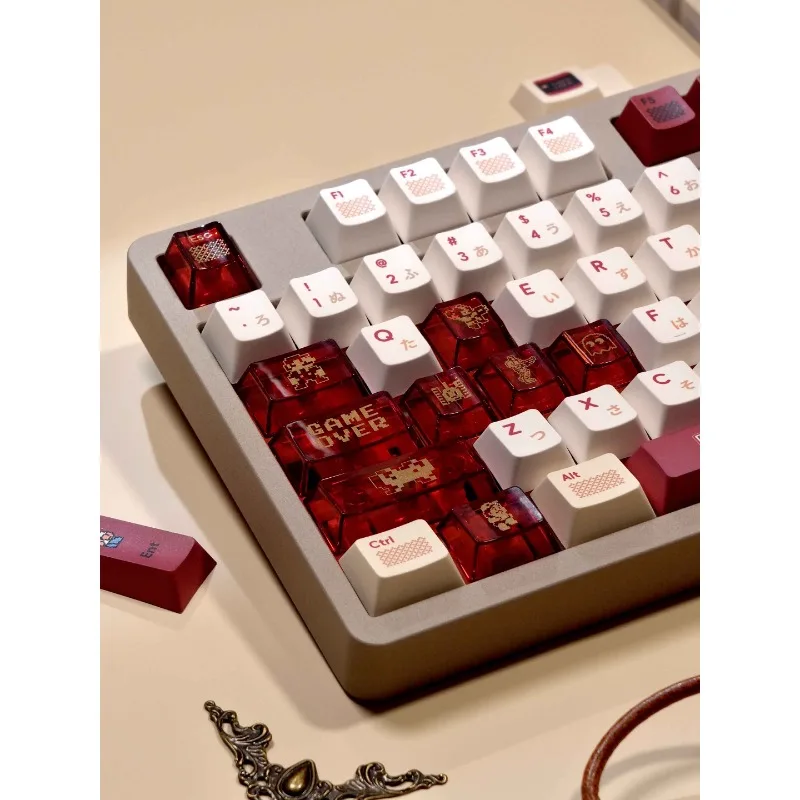 2025 new Super Mario NES factory height 141 key thermal sublimation plus 26 key PC transparent hybrid keycap