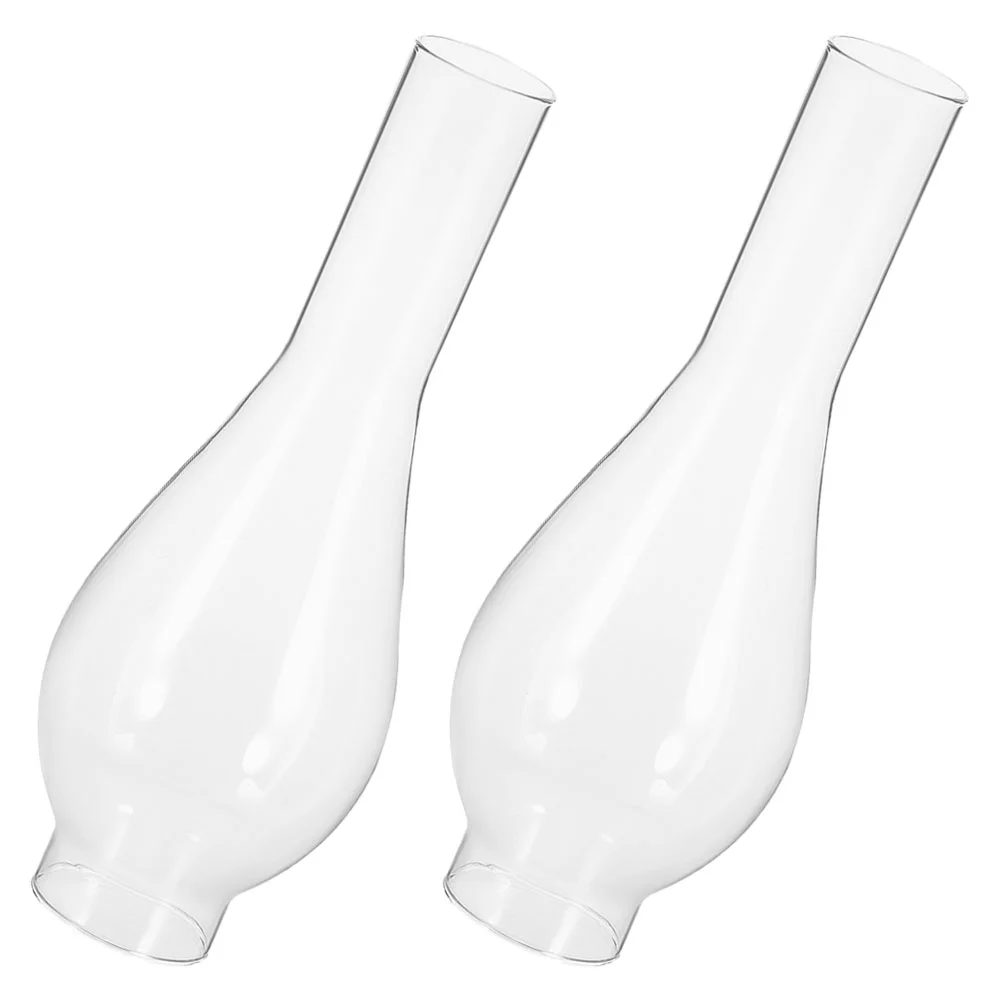 2 Pcs Kerosene Lamp Shade Glass Oil Replacement Accessories Clear Cover Chimney for