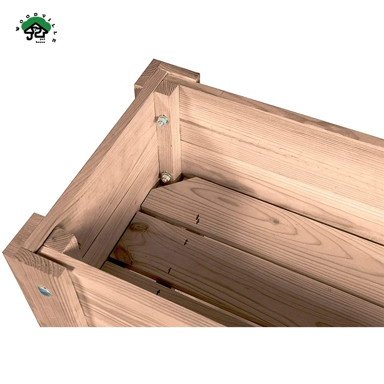 Wooden Planter Bed Garden Flower Planter Box Balcony Vegetable Planting Container Waterproof Double-Layer