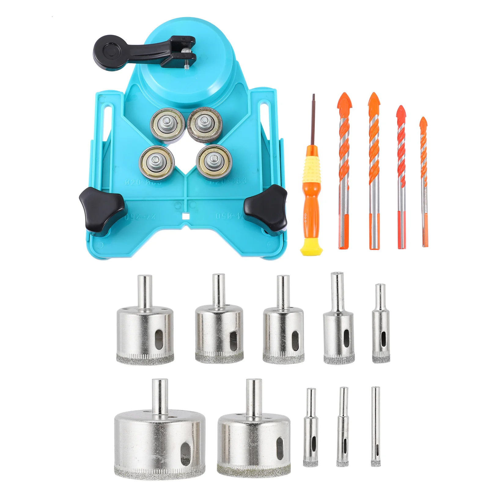 

1 комплект алмазных сверл для отверстий, промышленный высокоскоростной стальной, стеклянной плитки, фарфора, мрамора, керамики, экстрактор с полым сердечником