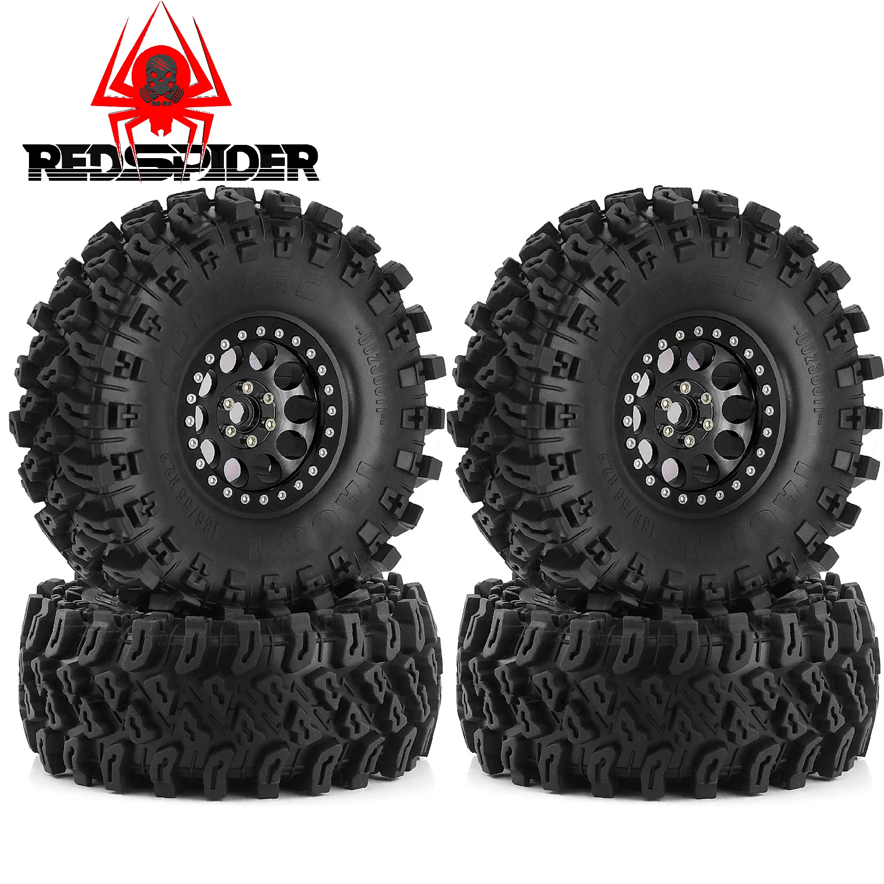 4PCS 2.2 ''Ruote Beadlock in metallo e pneumatici cingolati per 1:10 Crawler Car SCX10 90047 D90 TF2 CC01 TRX4 Gen8 Everest Gen7 Pro