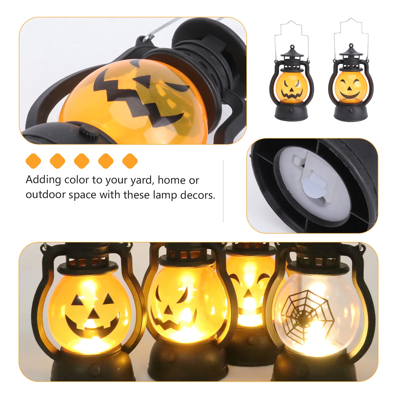 4Pcs Halloween Pumpkin Lamp Retro LED Handheld Light Party Decoration Photo Prop Halloween Pumpkin Lamp