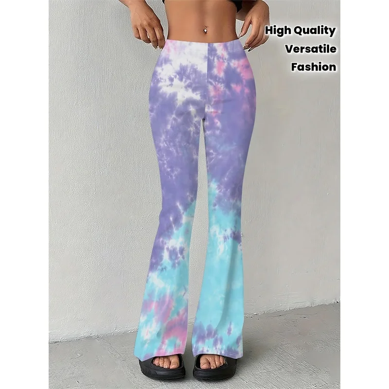 Pink and purple tie-dye printed flared pants, suitable for daily casual wear of teenagers aged 7 to 16.