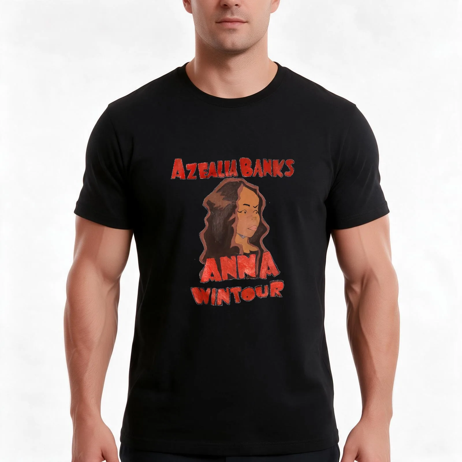 Azealia Banks Anna Wintour Painting T-Shirt, Summer Casual Cotton Tee, Oversized Streetwear Tops, Vintage Graphic Print