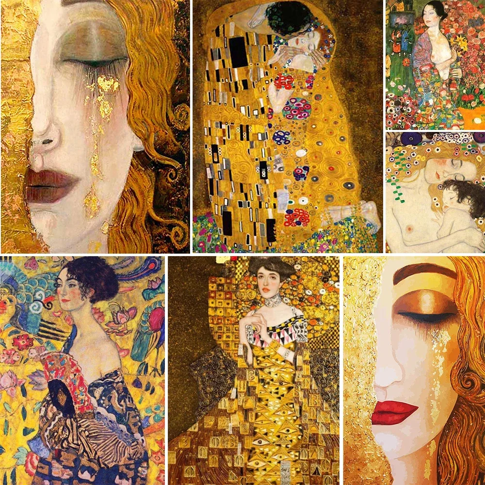 Abstract Art Canvas Painting Figure Golden Tears Studio Classroom Wall Decoration