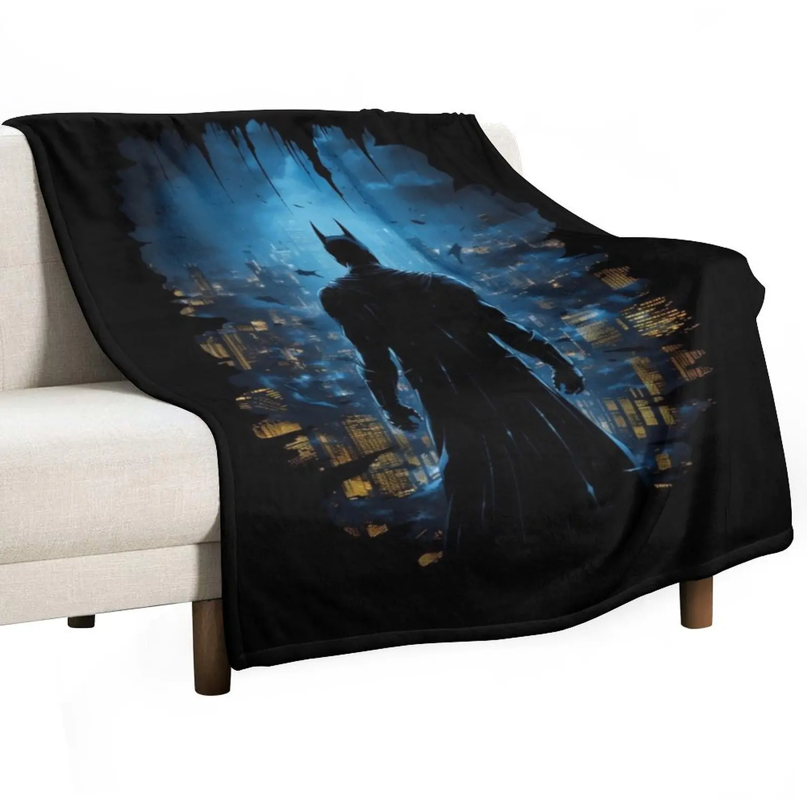 A Vigilante Guards the Night - Silhouette - Hero Throw Blanket Luxury St anime Summer Beddings Hairys for babies Blankets