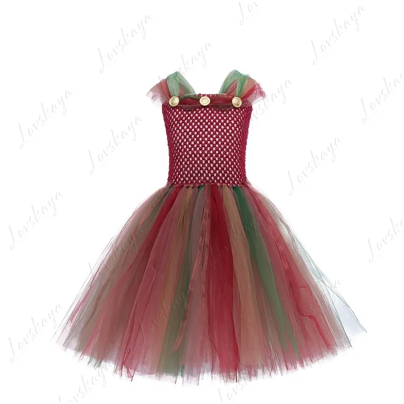 Forest Fairy Princess Dress with Small Child's Formal Gown Set for Halloween Performance Outfit