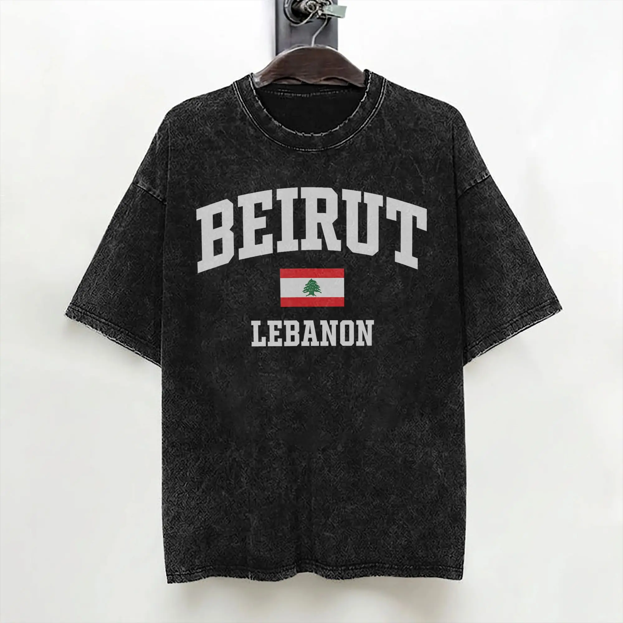 Beirut Lebanon T Shirt Washed Short Sleeve Street T-Shirts  Fashion for Men Women Streetwear Summer Tops Tees