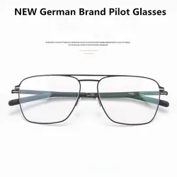 Berlin Brand Glasses Frame Women Thin Stainless Steel Handmade Prescription Eyeglasses Men Double-Beam Pilot Optical Eyewear