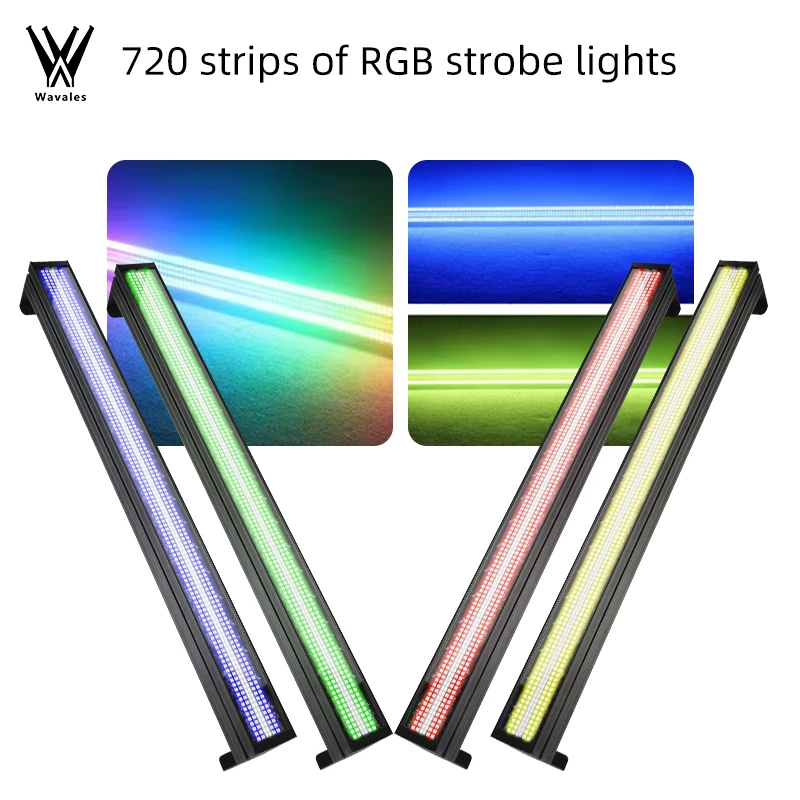 4 PCS 720LED RGBW Stage Strobe Light Bar, DMX DJ Light with  48+24 Controllable Segments, Metal Shell & Strobe for Party Disco