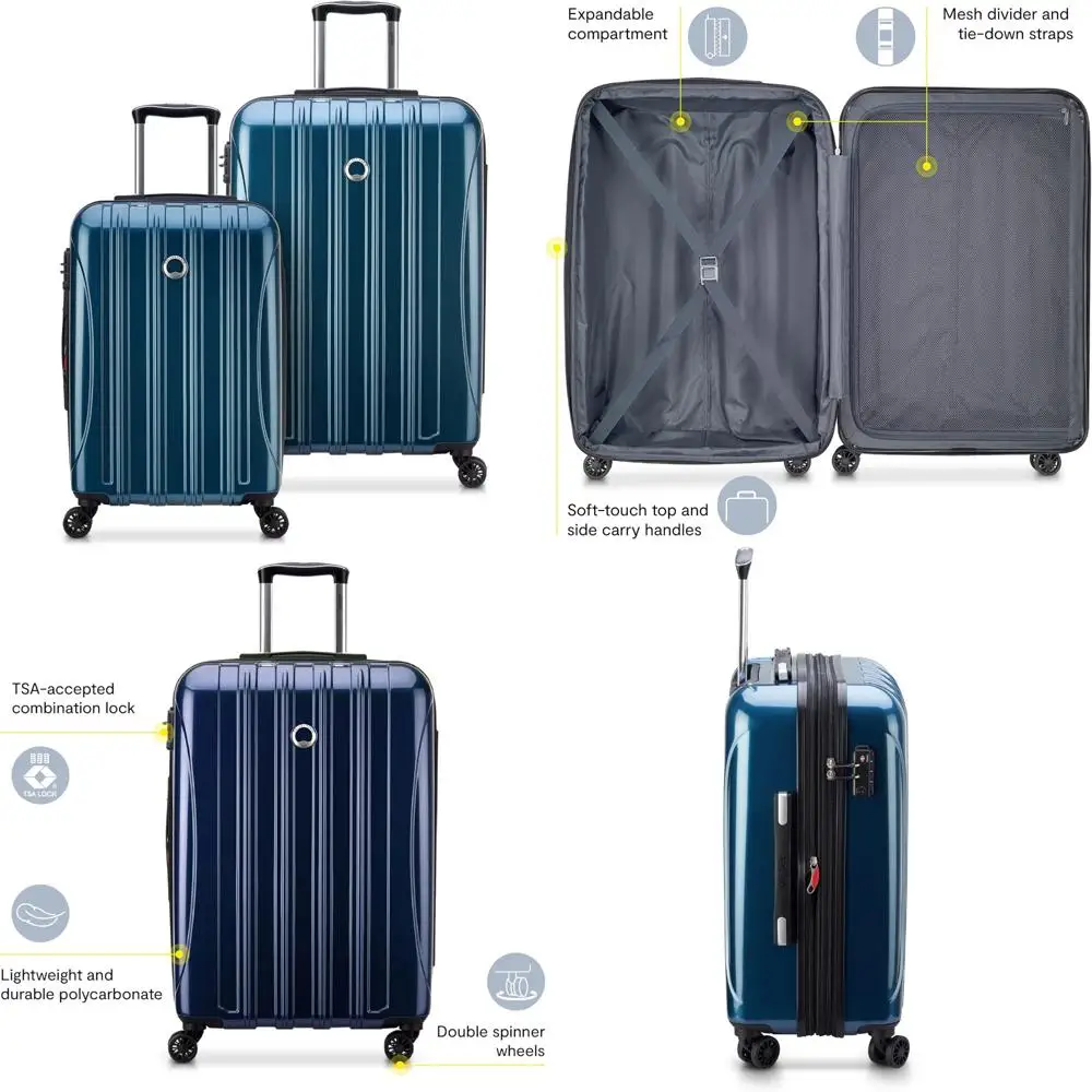 

Набор багажа Spinner с расширяемой твердой поверхностью, бирюзовый, 2 предмета (21 и 24 дюйма), аэродизайн для путешествий