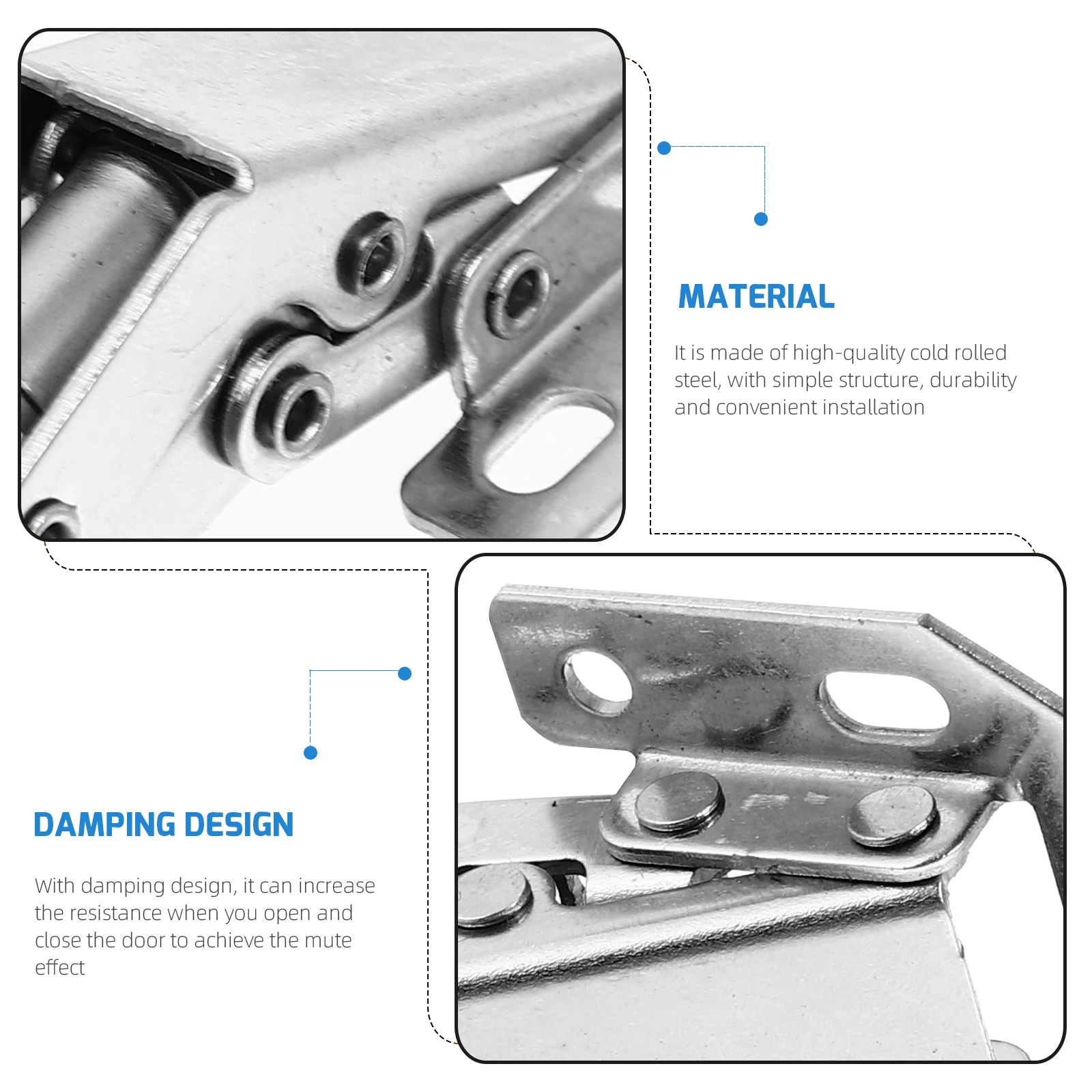 

6pcs Damping Buffer Closet Door Hinges Black Cabinet Furniture Wardrobe Hinges Practical Hardware