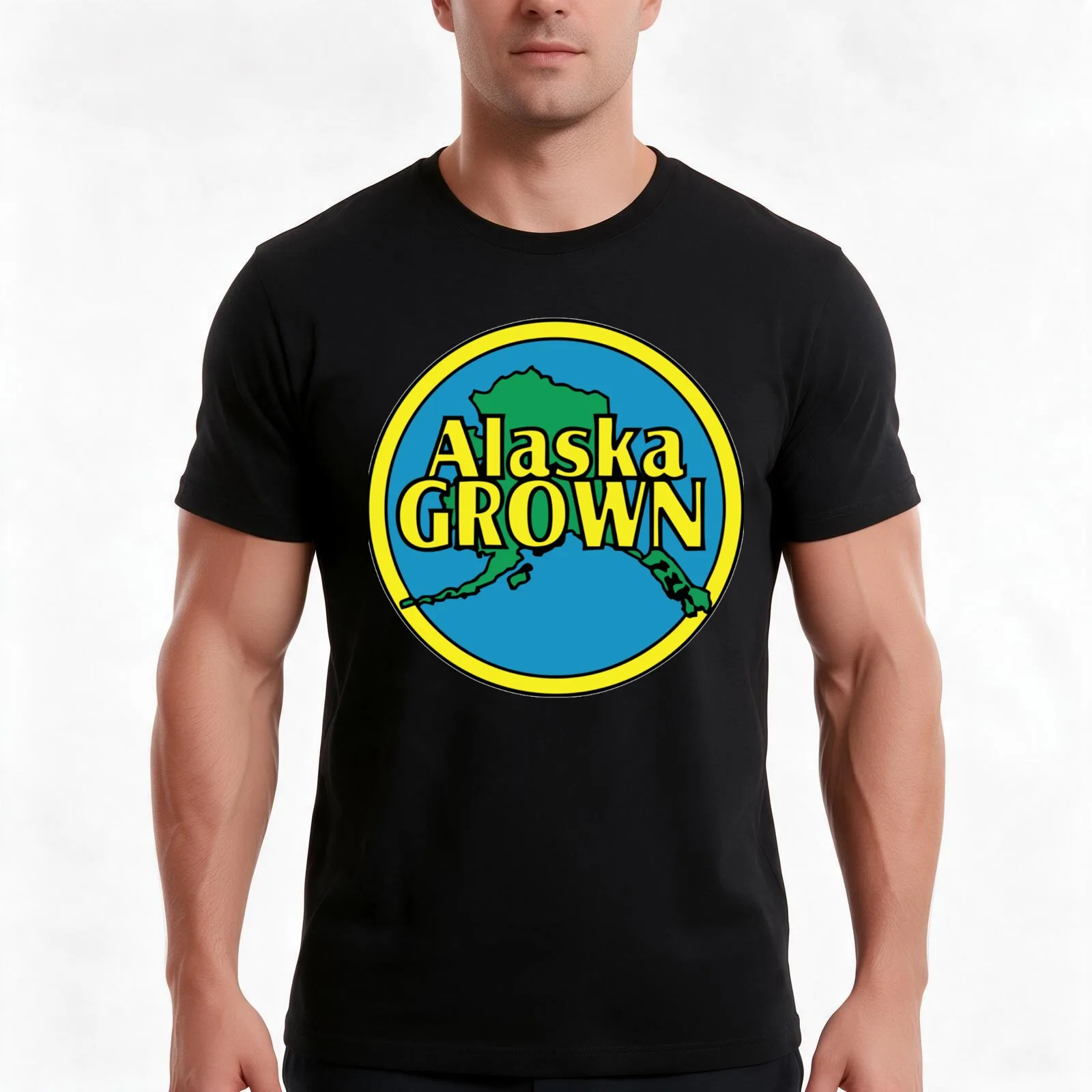 Alaska Grown T-Shirt, Summer Casual Cotton Tee, Oversized Streetwear Tops, Vintage Graphic Print, Loose Fit Short Sleeve