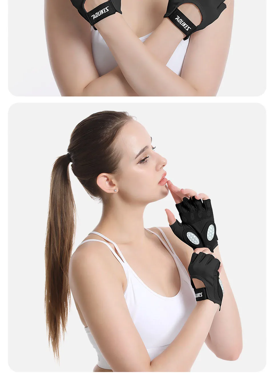 AOLIKES Atmungsaktive Fahrradhandschuhe Workout Gym Handschuhe für Männer Frauen Gewichtheben Fingerlose Handschuhe Training Übung Fitness – Detail 16