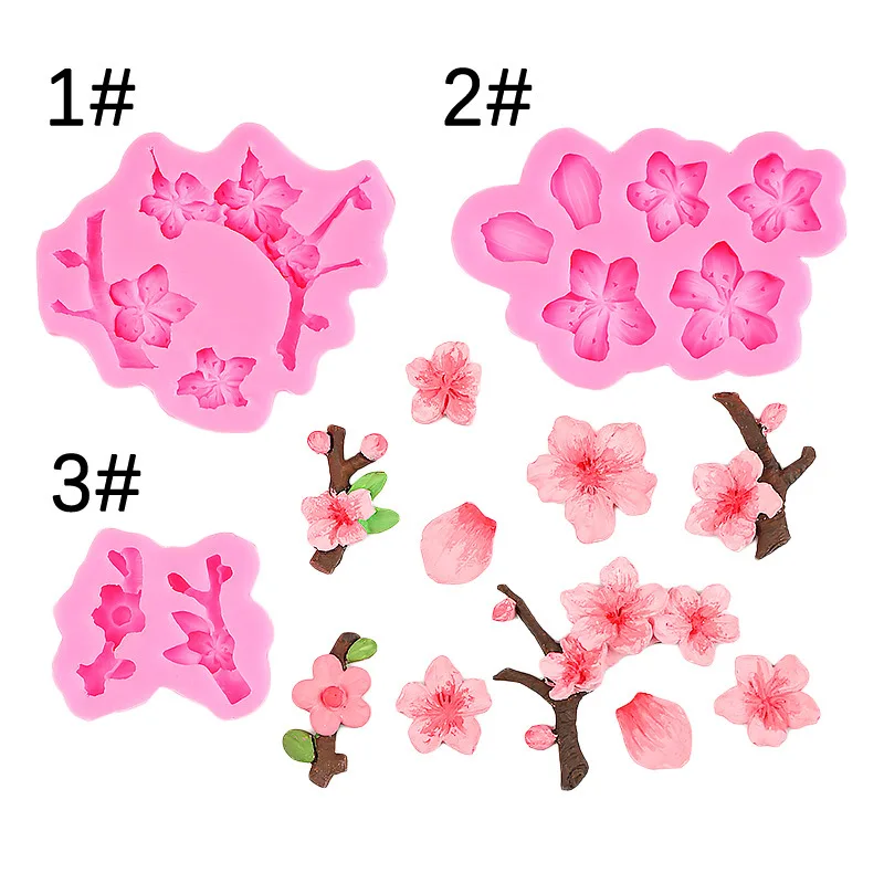 Plum Blossom Branch Silicone Mold Small Flower Peach Blossom Chocolate Cake Decoration Gypsum Aromatherapy Cake Decoration