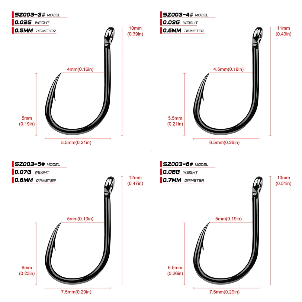 20pcs Carp Fishing Hook Black Color Barbed Circle Hooks Fly Fishing Sharp Hooks Carbon Steel Sea Tackle Accessories Worm Hooks