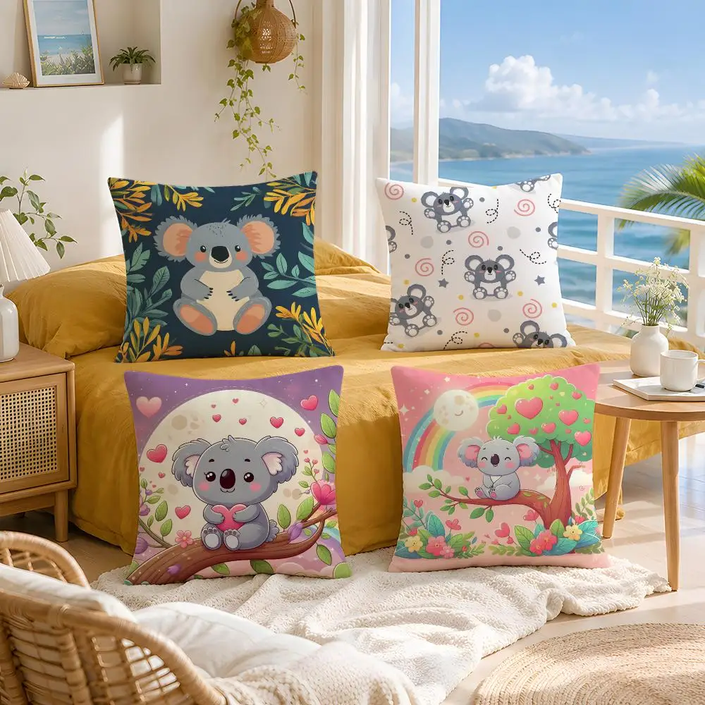 animal Koala Cushion Cover Throw Pillow Short Plush Fresh Natural Cushion for Living Room Sofa Ornament Present Gift