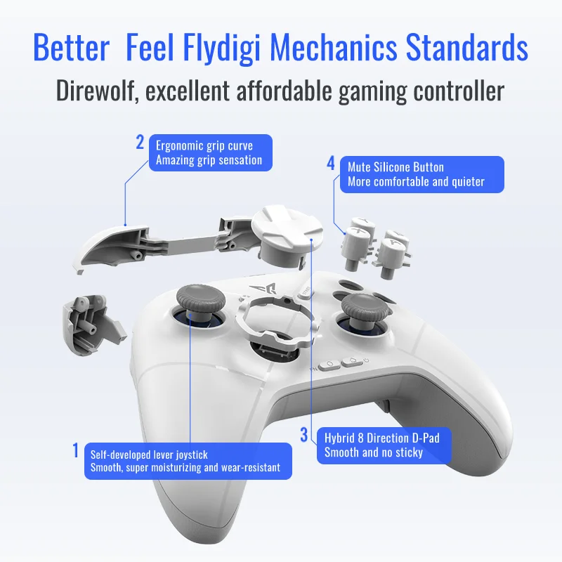 Flydigi Direwolf 3 Wireless Gamepad Bluetooth Gaming Controller Self-develped Joystick Hall Effect Linear For PC/NINTENDO SWITCH