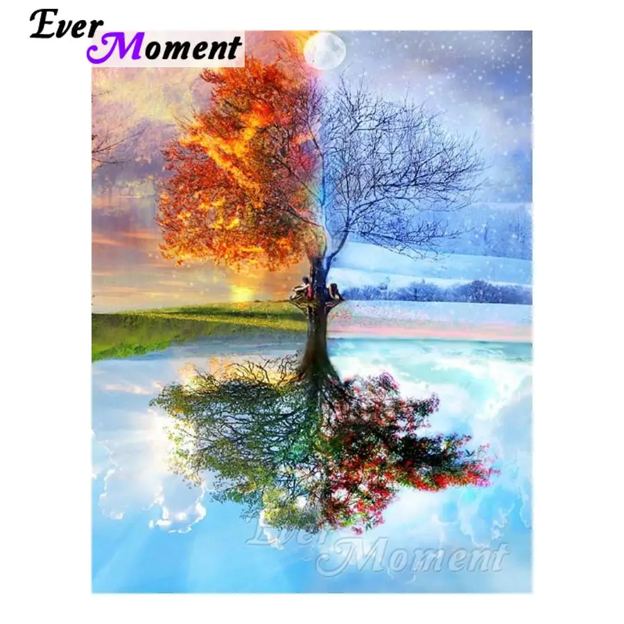 Ever Moment Diamond Embroidery Four Season Tree Diamond Mosaic Full Square Drills Home Decoration  Diamond Painting ASF1129