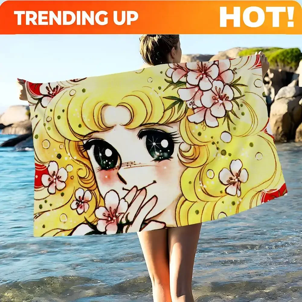 Custom Cartoon Women's Candy Candy Microfiber Beach Towel Absorbent Quick Dry Soft Yoga Swimming Resort Mountain Climbing Towel