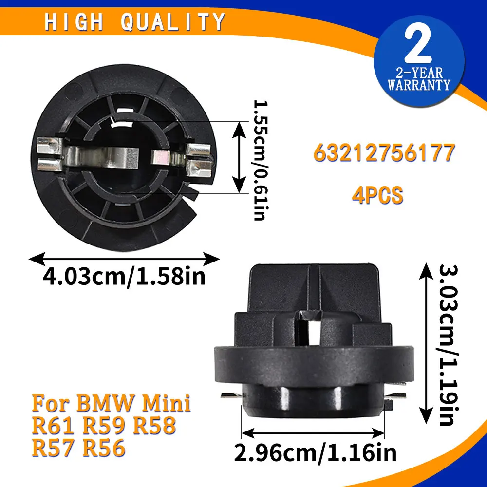 4 Pcs For BMW Mini Cooper R56 R58 R57 R55 High Quality Car Rear Tail Lamp Light Bulb Holder Socket Replacement Parts 63212756177