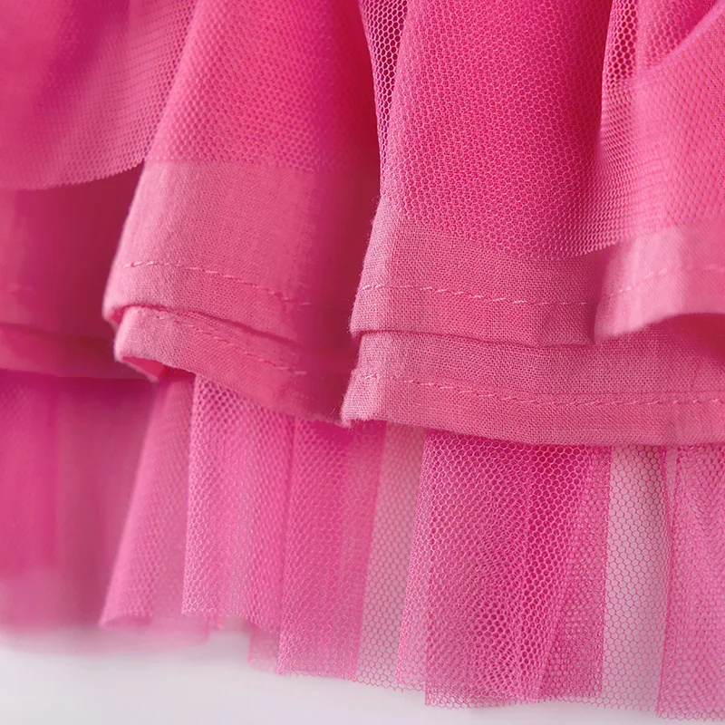 2025 Nuovo autunno rosa abito in pizzo rosso topo cartone animato europeo e americano 100 cotone morbido e carino abito stampato