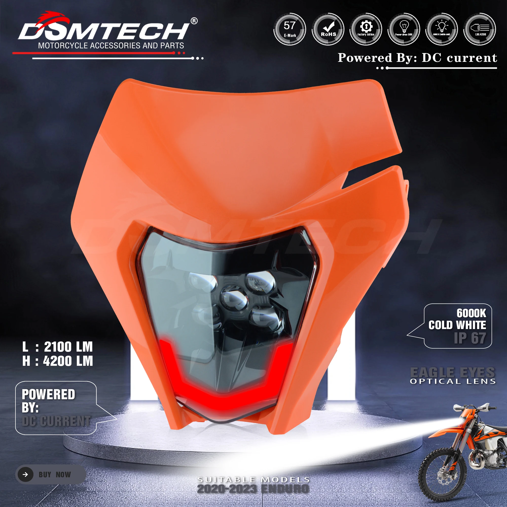 

DSMTECH For KTM EXC Headlight Motorcycle Led Headlights Supermoto Enduro Universal 2020 2021 2022 2023 XC SX MX Dirt Bike
