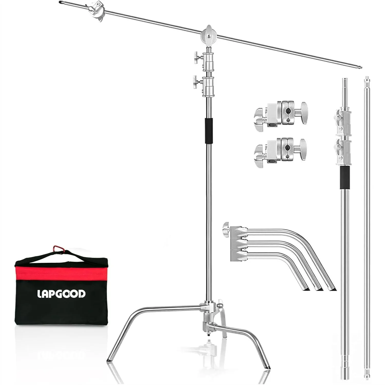 

Heavy Duty C Stand 10.8ft/330cm with Boom Arm, 100% Stainless Steel Photography Light Stand for Studio Monolight, Softbox