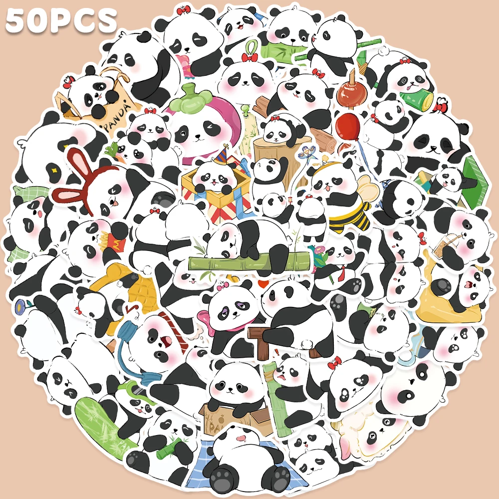 50 stücke Cartoon Panda Aufkleber Nette Lustige Aufkleber Für Laptop Gepäck Sammelalbum Schreibwaren Telefon Kühlschrank Schrank Brieftasche Rucksack Aufkleber