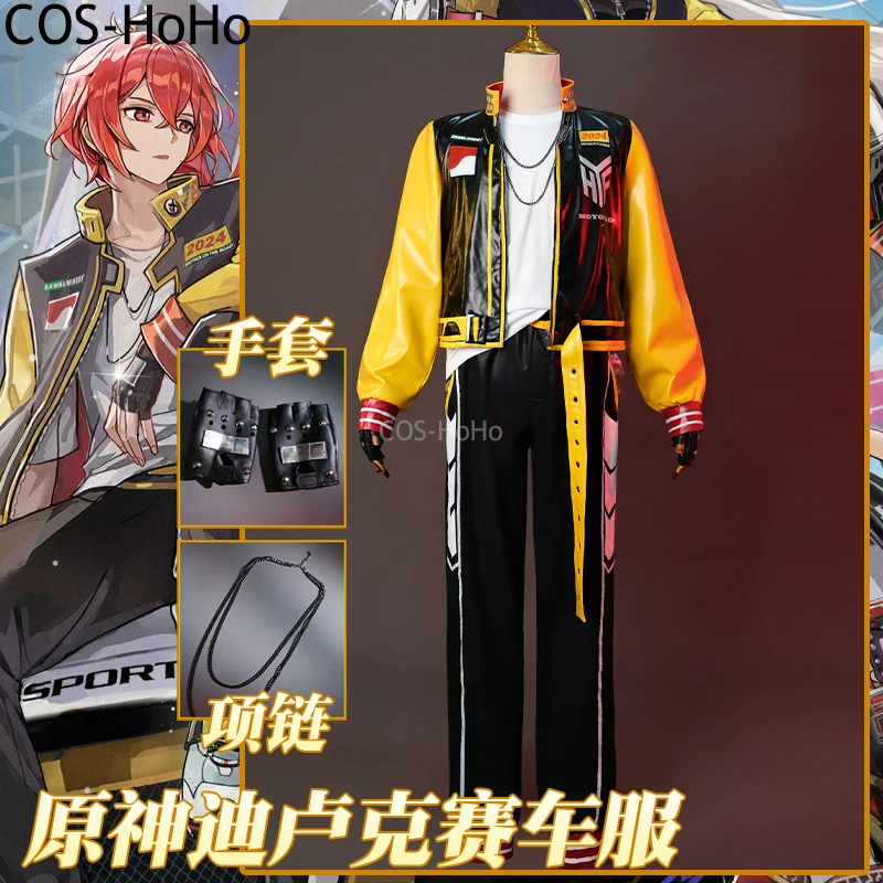 

COS-HoHo Genshin Impact Diluc Racing Suit Game Suit Handsome Uniform Cosplay Costume Halloween Party Role Play Outfit Men S-XXL