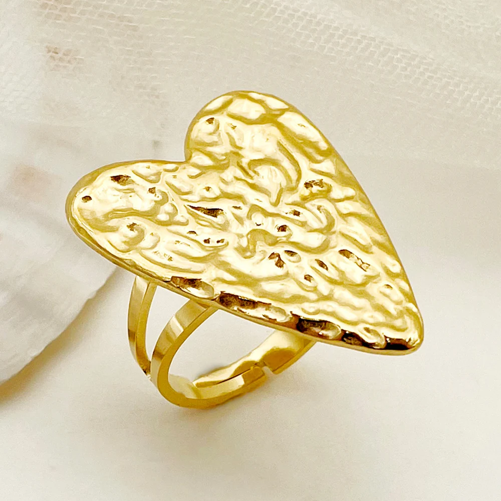 May@RZ Summer French fashion vintage stainless steel women's heart design ring, perfect for commuter holiday gifts