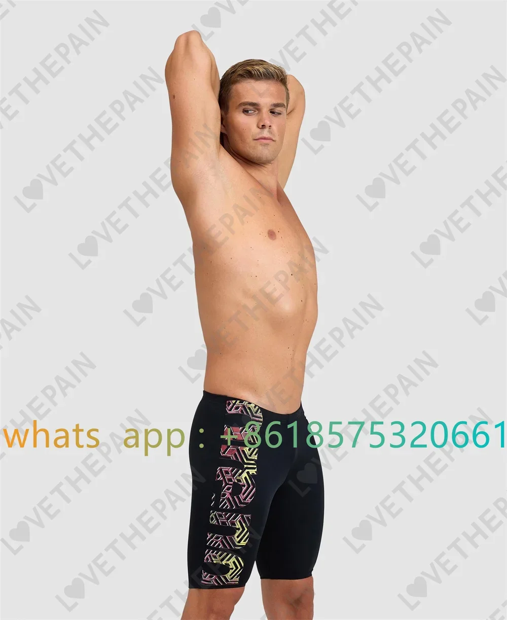 Summer Men's Printing Swimming Tights Shorts Surfing Jammer Swimwear Beach Trunks Sports Training Trunks Quick Dry Surf Swimsuit