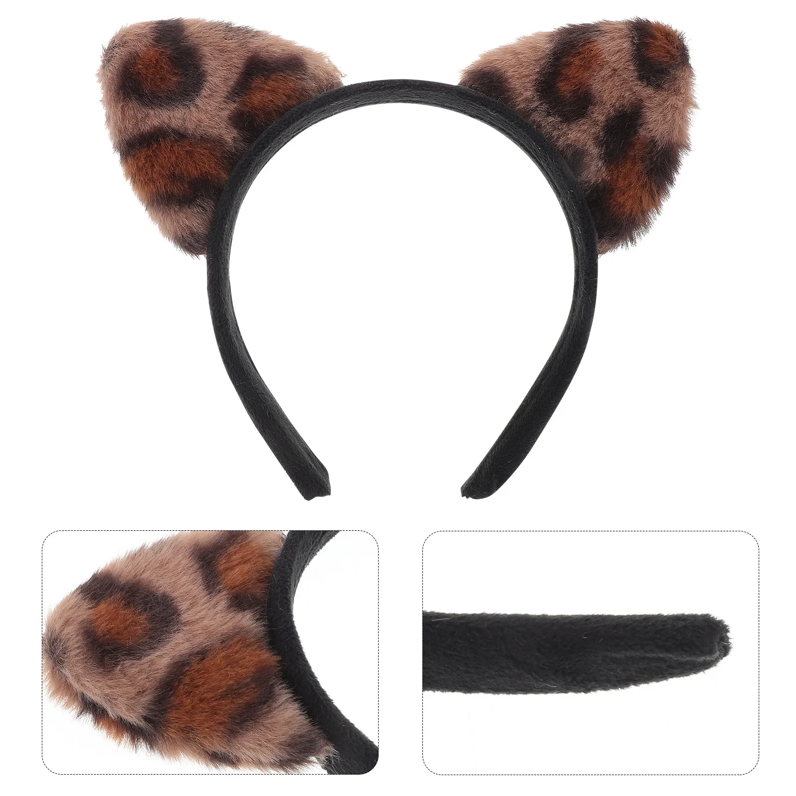

Leopard Print Cat Ears Headband Women Cute Animal Ear Hair Accessory for Cosplay Party Festival Dress-Up Event Wearable Fashion