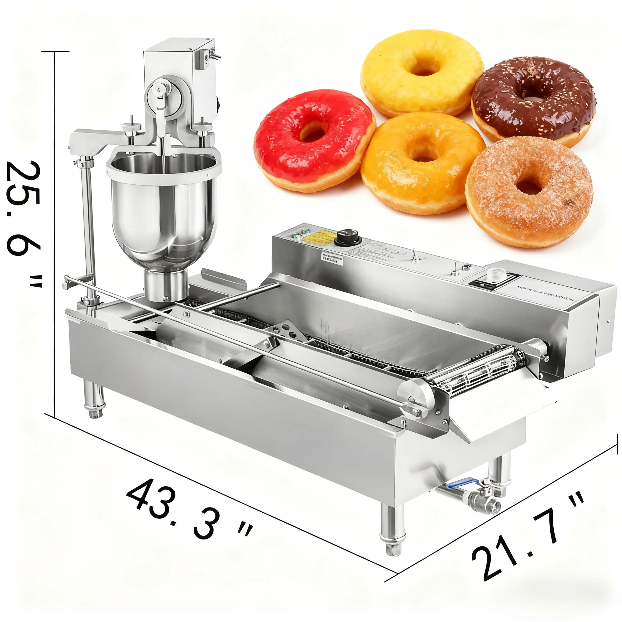 Commercial Donut Fryer Electric - เครื่องทำโดนัทแบบแถวคู่ T100 สำหรับใช้ในเชิงพาณิชย์ เครื่องทอดโดนัทไฟฟ้าอัตโนมัติ เครื่องทอดโดนัทขนาดเล็ก นมถั่ว