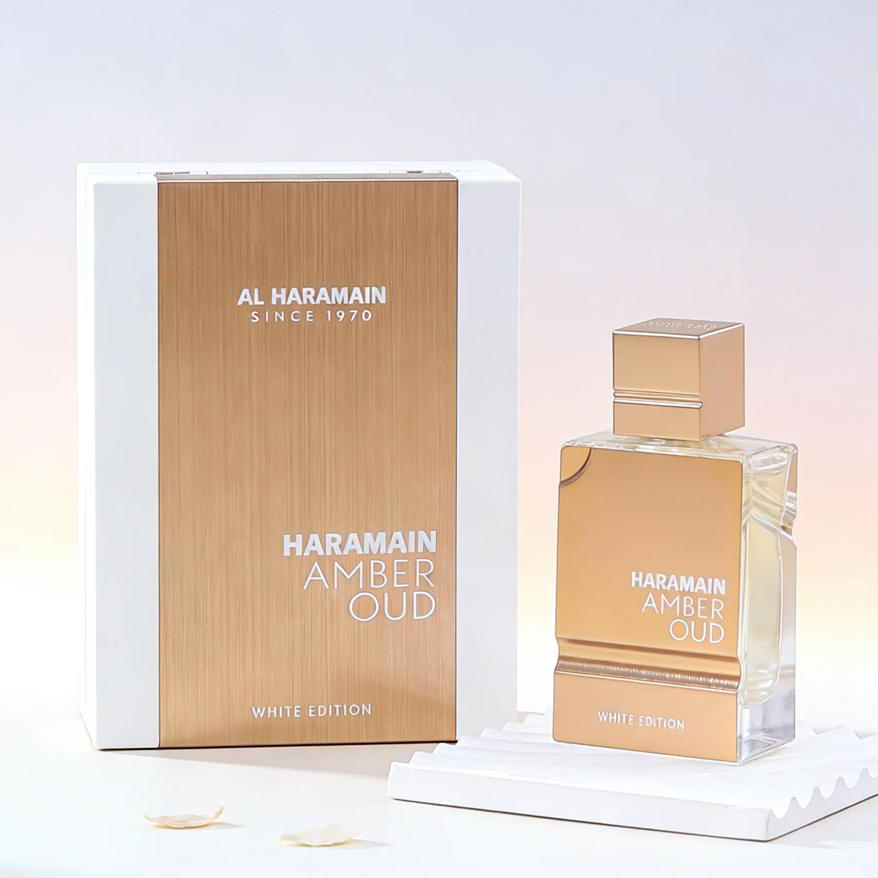 

Al Haramain Amber Oud White Edition Eau de Parfum 2oz, Unisex Perfume with Soft Amber, Clean Oud & Light Woody Scent.