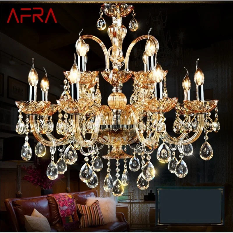 

AFRA Luxury Candle Chandelier Modern Amber LED Lighting Creative Decorative Fixtures For Home Living Dining Room Bedroom