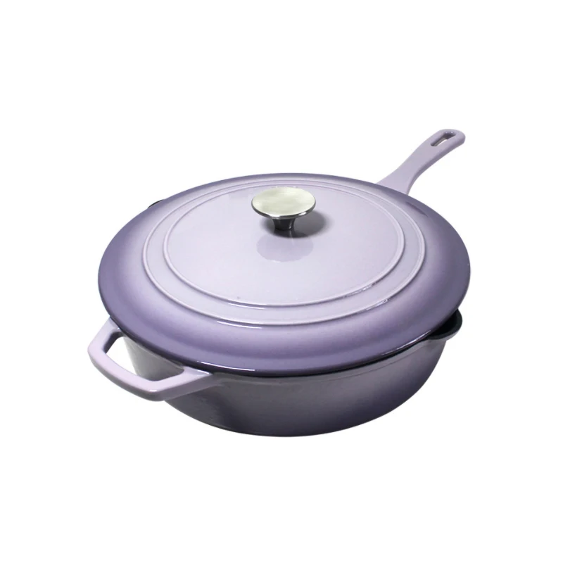 Enameled Cast Iron Pot with Long Handle Multi-function Dutch Oven, Stew Pot, 2 ~ 5People Use, 30cm