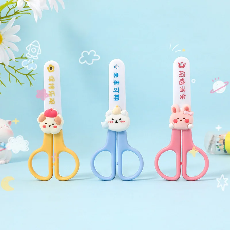 Girl Heart Student Portable Stationery Handmade Cute Mini Scissors Children's With Protective Set Cutting Paper Scissors KTJD317