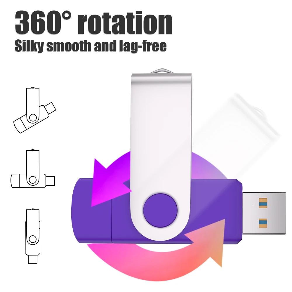 Obrotowy pendrive USB 3.0 typu C 128 GB 32 GB 16 GB pendrive o dużej pojemności 64 GB 4G OTG 2 w 1 kreatywny prezent pendrive USB